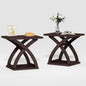 ChooChoo End Side Table Set of 2, Modern End Table with Storage Shelf, X-Design Side Table Living Room (Espresso)