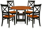 East West Furniture SUQU5-BCH-W 5 Piece Modern Dining Table Set Includes a Round Wooden Table with Dropleaf & Shelves and 4 Kitchen Dining Chairs, 42x42 Inch, Black & Cherry