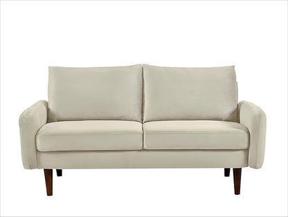 Container Furniture Direct Kent Velvet Loveseat Sofa for Modern Living Rooms and Compact Spaces, Comfy 2 Seater Couch Studio Apartment Furniture with Sleek Design, Ivory