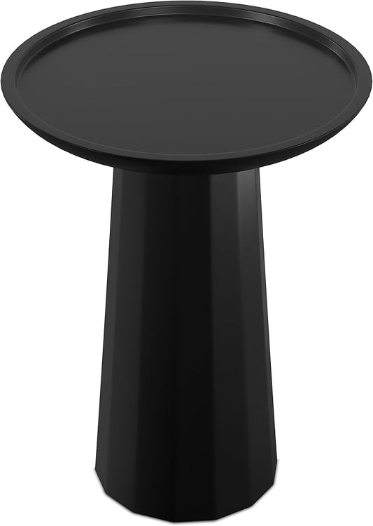 SIMPLIHOME Dayton Solid Mango Wood 13 Inch Wide Round Contemporary Wooden Accent Table in Black, Fully Assembled, for The Living Room and Bedroom
