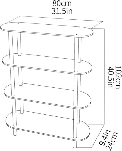 Clear Bookshelf, Acrylic Bookcase with Open Book Shelf Console Table for Entryway Office Living Room Bedroom (4 Tier Clear)