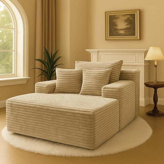 COMHOMA 105”Modular Sectional Sofa with Deep Seat,Cloud Upholstered L-Shape Couch Wide Arms Corduroy Fabric High-Density Foam Chaise Lounge for Living Room No Assembly Required