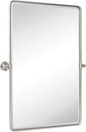 TEHOME 27 x 35'' Farmhouse Brush Nickel Metal Framed Pivot Rectangle Bathroom Mirror Tilting Beveled Vanity Mirrors for Wall