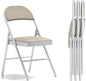 VECELO 4-Pack Folding Chairs Portable Metal with Ultra Soft PU Padded Cushion Seats for Home Office, Beige