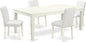 East West Furniture LGAB5-LWH-64 5 Piece Dining Table Set Includes a Rectangle Dining Room Table with Butterfly Leaf and 4 White Faux Leather Parsons Chairs, 42x84 Inch, Linen White