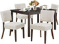 COLAMY 60 Inch Rectangular Kitchen Dining Table for 4, Modern Farmhouse Dining Table Set for 4, Wood Dining Table and Kitchen Dining Chairs for Dining Room, Restaurant, Brown/Beige