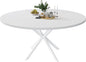 47.24" Round Dining Table, Modern Dining Room Table for 4-6 Person, Wood Round Kitchen Table with Metal Legs, Round Coffee Table for Home Dining Room Living Room (White)