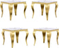 End Table, White and Gold Side Table for Living Room, Bedroom, Glam Stable End Table with Square White Top and Polished Gold Cabriole Legs, Set of 4