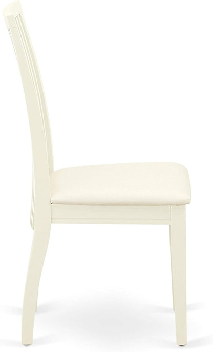 East West Furniture CAIP7-LWH-C 7 Piece Kitchen Table & Chairs Set Consist of a Rectangle Dining Room Table and 6 Linen Fabric Upholstered Dining Chairs, 36x60 Inch, Linen White