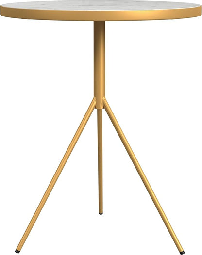 HomePop Marble Top End/Side Round Table with Gold Base