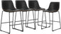 DUMOS 26 Inch Counter Height Bar Stools Set of 4, Modern Faux Leather High Barstools with Back and Metal Leg, Bar Chairs for Kitchen lsland, Black