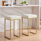 24KF Contemporary Counter Height Bar Stool Set of 2 for Kitchen Island, 26" H Teddy Fabric Padded Gold Barstool Bar Chair,5066-Teddy Cream