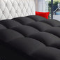 COONP Queen Mattress Topper, Extra Thick Pillowtop, Cooling Plush Mattress Pad Cover Bed Topper Protector with 8-21 Inch Deep Pocket (Black, Queen)