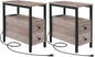 HOOBRO Set of 2 End Tables with Charging Station, Narrow Side Table with Drawers & USB Ports & Power Outlets, Nightstand for Small Spaces, Living Room, Stable, Greige and Black BG541BZP201