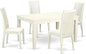 East West Furniture WEIP5-LWH-W 5 Piece Dining Set Includes a Rectangle Dining Table with Butterfly Leaf and 4 Kitchen Chairs, 42x60 Inch, Linen White