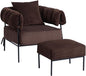 HollyHOME Modern Velvet Accent Chair with Ottoman, Upholstered Comfy Reading Chair and Footstool, Fabric Large Lazy Arm Chair and Stool, Lounge Sofa Chair for Living Room, Bedroom, Coffee Chair&Stool
