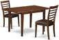 East West Furniture NOML3-MAH-LC 3 Piece Dining Table Set Contains a Rectangle Dining Room Table with Butterfly Leaf and 2 Faux Leather Upholstered Chairs, 32x54 Inch, Mahogany