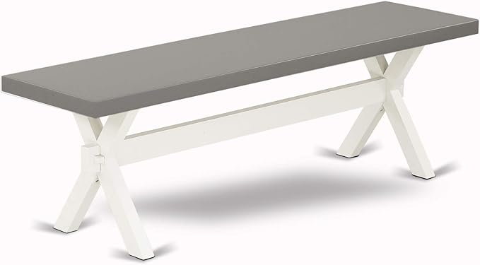 East West Furniture X097CE215-6 6 Piece Dining Room Table Set Contains a Rectangle Kitchen Table with X-Legs and 4 Baby Blue Linen Fabric Parson Chairs with a Bench, 40x72 Inch, Multi-Color