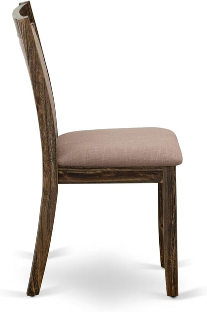 East West Furniture V727MZ748-7 7 Piece Dining Table Set Consist of a Rectangle Dining Room Table with V-Legs and 6 Coffee Linen Fabric Parsons Chairs, 40x72 Inch, Multi-Color