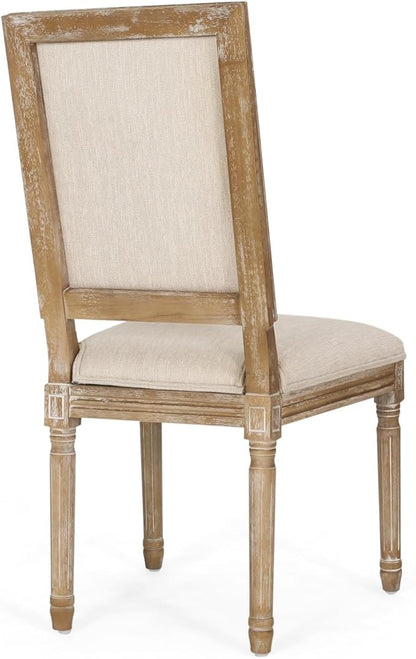 Merax Upholstered Solid Wood Dining Chairs Set of 2, French Country Style Accent Side Seating Furniture for Kitchen, Living Room, Cushioned Back, Beige