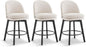 Counter Height Barstools 26 inch Upholstered Swivel Bar Stools with Back and Wood Legs for Kitchen Island,Set of 3,Beige Fabric-Armless