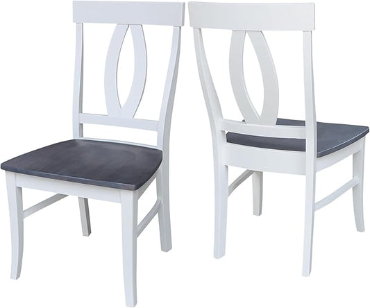 International Concepts Set of Two Cosmo Verona Chairs, White/Heather gray