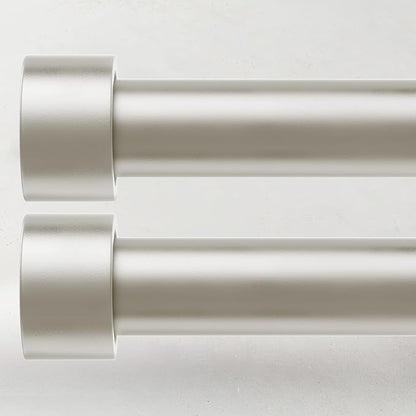 2 Pack Curtain Rods for Windows 48 to 84 Inch(4-7ft), 1 Inch Brushed Nickel Adjustable Heavy Duty Curtain Rod Set, Modern Style Drapery Rods for Bedroom Living Room, Size 32"- 90"