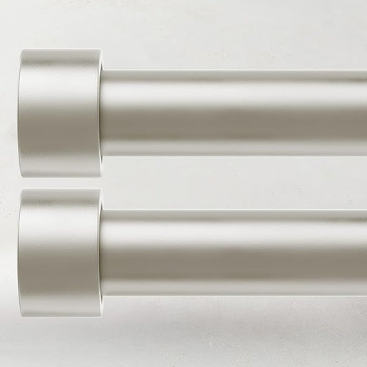 2 Pack Curtain Rods for Windows 48 to 84 Inch(4-7ft), 1 Inch Brushed Nickel Adjustable Heavy Duty Curtain Rod Set, Modern Style Drapery Rods for Bedroom Living Room, Size 32"- 90"