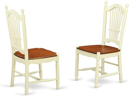 East West Furniture DOVE9-WHI-W 9 Piece Dining Room Table Set Includes a Rectangle Kitchen Table with Butterfly Leaf and 8 Dining Chairs, 42x78 Inch, Buttermilk & Cherry