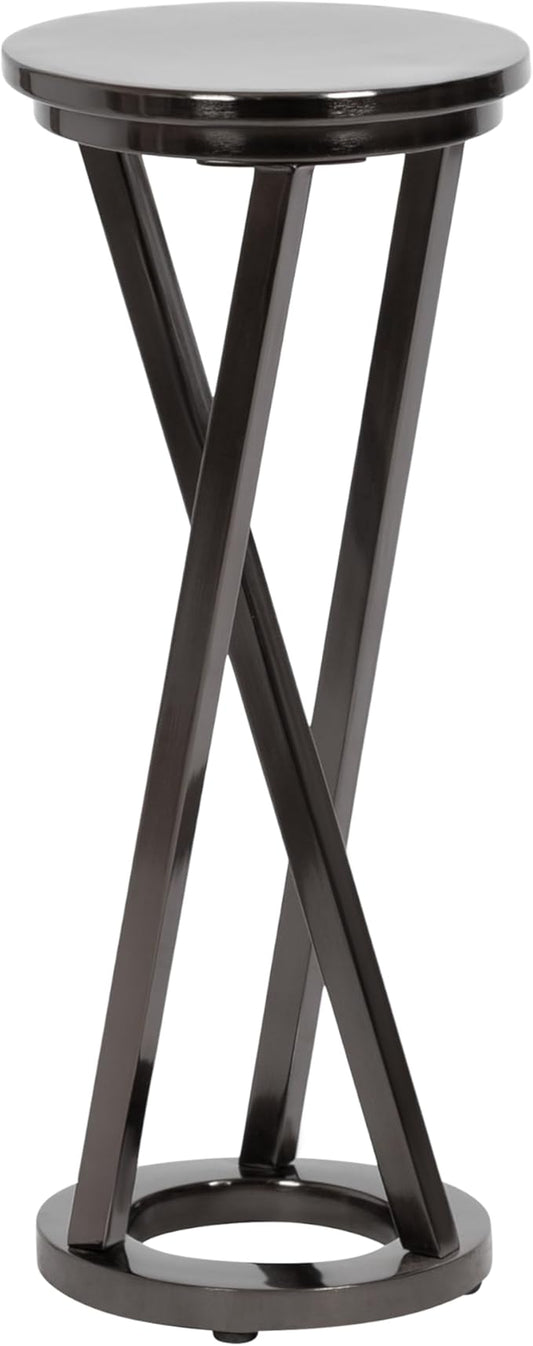 Kate and Laurel Aja Modern Metal Round Drink Table, 9 x 9 x 22, Gray Gunmetal, Decorative Geometric Pedestal Table with Circular Tabletop for Use as Metal Indoor Plant Stand