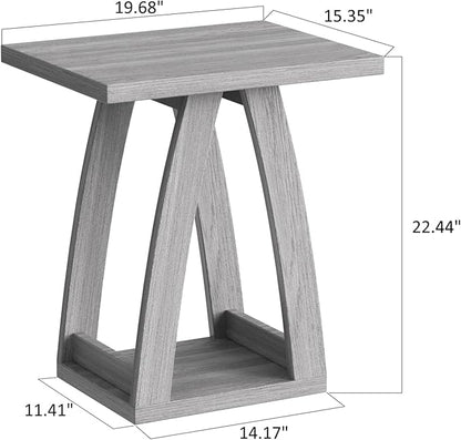 End Tables Living Room, Side Table Beside Sofa, Nightstand for Bedroom, Couch Side Table with Shelf, Modern End Table for Living Room, Grey End Table
