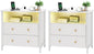 27 Inch Wide Night Stand, Large Wood Night Stand Set 2 with 2 Drawers, LED Nightstand with Charging Station and Adjustable Drawer, Bedside Table for Living Room/Bedroom/Study/Office, White.