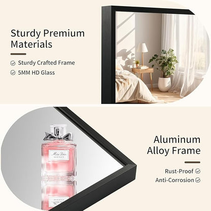 Matte Black Mirror, 40x30 Inch Aluminum Framed Rectangle Mirror, Anti-Rust, Tempered Glass, Square Corner Wall Mirror for Over Sink, Vanity, Bedroom, Entryway, Horizontal/Vertical