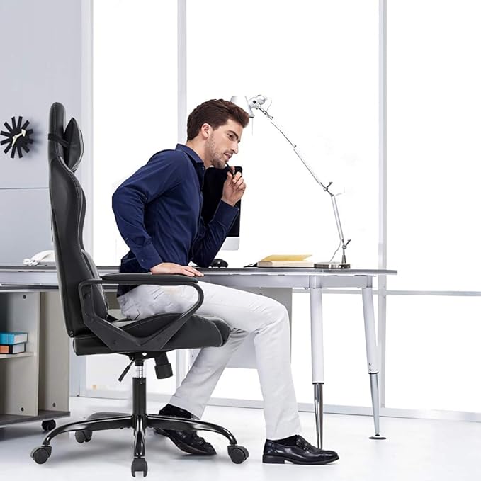 PC Gaming Chair Ergonomic Office Chair Cheap Desk Chair Executive Task Computer Chair Back Support Modern Executive Adjustable Arms Rolling Swivel Chair for Women, Men