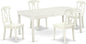 East West Furniture DOKE5-LWH-W 5 Piece Kitchen Table Set for 4 Includes a Rectangle Dining Room Table with Butterfly Leaf and 4 Solid Wood Seat Chairs, 42x78 Inch, Linen White