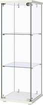 VIVOHOME 3 Layers 15.7''W x 15.7''D x 47.2''H Glass Display Cabinet Countertop Showcase with Lock, 5mm Tempered Glass 25mm MDF Base