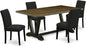 East West Furniture V677AB624-5 5 Piece Dinette Set Includes a Rectangle Dining Room Table with V-Legs and 4 Black Color Linen Fabric Parsons Dining Chairs, 40x72 Inch, Multi-Color