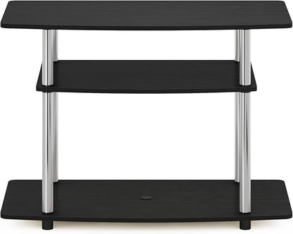 Furinno Turn-N-Tube No Tools 3-Tier Entertainment Center TV Stand for TV up to 32 Inch, Stainless Steel Tubes, Americano/Chrome