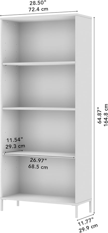 Bush Home Essence 4 Shelf Bookcase, Living Room Furniture, Essence Collection, Black Stipple