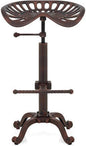 LOKKHAN Rustic Industrial Bar Stool - Cast Iron Tractor Stool Adjustable Height Swivel Breakfast Bar Stool (Copper)
