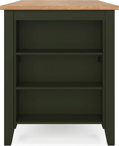 Signature Design by Ashley Gesthaven Modern Counter Height Dining Table with 3 Shelves and Trestle Base, Light Brown & Green