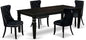 East West Furniture LGDA5-BLK-24 5 Piece Kitchen Table Set Contains a Rectangle Dining Table with Butterfly Leaf and 4 Polyester Fabric Upholstered Chairs, 42x84 Inch, Black