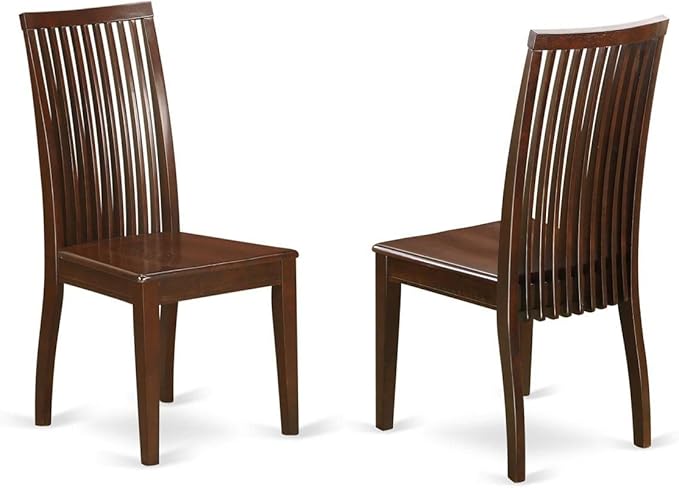 East West Furniture HLIP3-MAH-W 3 Piece Modern Dining Table Set Contains a Round Wooden Table with Pedestal and 2 Dining Chairs, 42x42 Inch, Mahogany