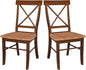 International Concepts X- Back Chair with Solid Wood Seat, Cinnemon/Espresso