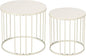 LEWIS&WAYNE Outdoor Side Table Set of 2, Metal Circle Accent End Tables for Balcony Backyard Garden Indoor Living Room, Durable Nesting Coffee Tables, 20”+16” Dia, White