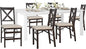 COLAMY 60 Inch Rectangular Kitchen Dining Table for 6, Modern Farmhouse Dining Table Set for 6, Wood Dining Table and Folding Dining Chairs for Kitchen, Dining Room, Restaurant, White/Beige