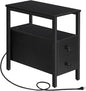 HOOBRO End Table with Charging Station, Narrow Side Table with 2 Drawer & USB Ports & Power Outlets, Nightstand for Small Spaces, Stable and Sturdy, for Living Room, Bedroom, Black BK541BZ01