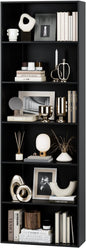 FOTOSOK 6-Tier Open Bookcase and Bookshelf, Freestanding Display Storage Shelves Tall Bookcase for Bedroom, Living Room and Office, Black