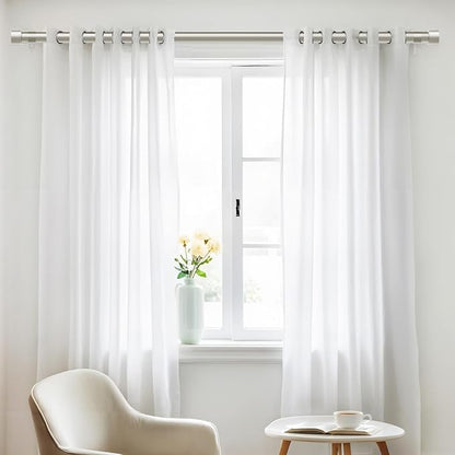 2 Pack Curtain Rods for Windows 66 to 120 Inch(5.5-10ft), 1 Inch Brushed Nickel Curtain Rods Set, Adjustable Extra Long Curtain Rod, Heavy Duty Outdoor Drapery Rods for Patio, Size 32"- 120"