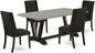 East West Furniture V697FL624-5 5 Piece Dining Table Set for 4 Includes a Rectangle Kitchen Table with V-Legs and 4 Black Linen Fabric Parson Dining Chairs, 40x72 Inch, Multi-Color
